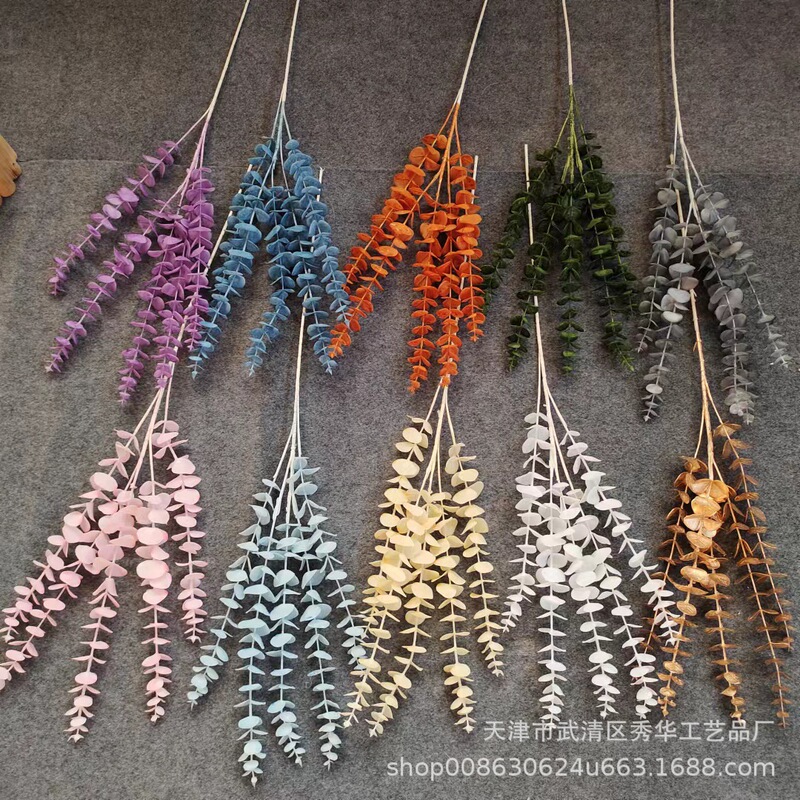 Manufacturer Wholesale 5-Pronged Eucalyptus Artificial Money Leaf Home Wedding Decoration Flower Arrangement Hotel Wedding Floor Silk Flower