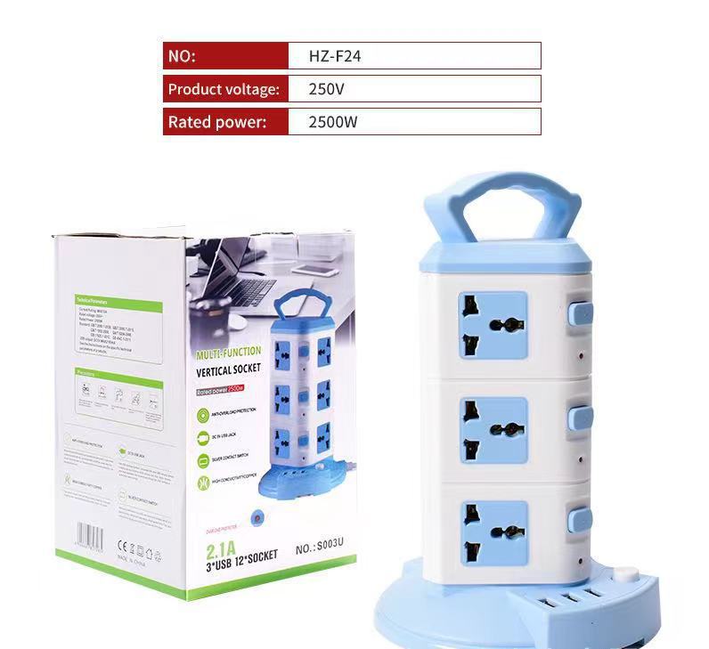 Toma porosa tipo torre vertical tipo C Conector de carga USB PD Conector de oficina multifuncional portátil tridimensional