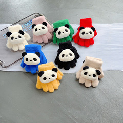 Children's Mittens Autumn and Winter Cartoon Panda Cute Finger Mitts for Boys and Girls Winter Warm Baby Toddler Five-Finger Mittens
