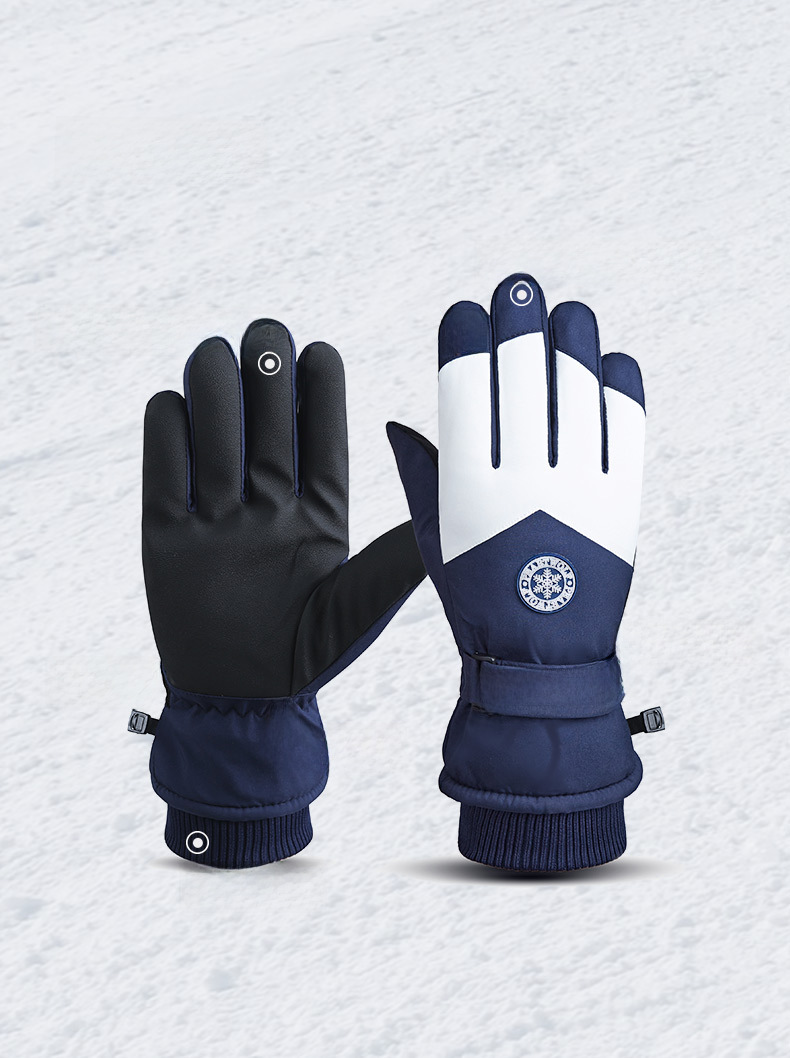 Winter Warm Ski Gloves Men's and Women's Cycling Windproof Water-splashing Touch Screen Couple Cotton Thickened Cycling PU Gloves_maomaolike.com