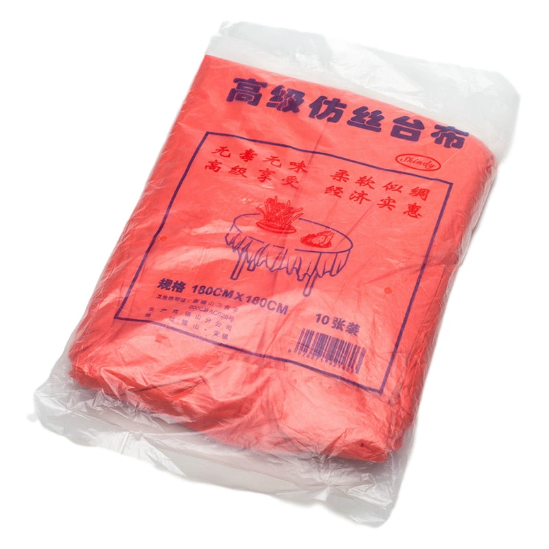 Одноразовая скатерть, плотная пластиковая imitation silk красная и белая гостиничная столовая скатерть 10 листов/пакет