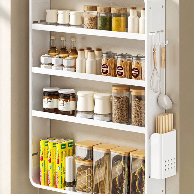 Кухонная многофункциональная полка для хранения, полка для специй, настенная алюминиевая полка для хранения банок для специй без перфорации