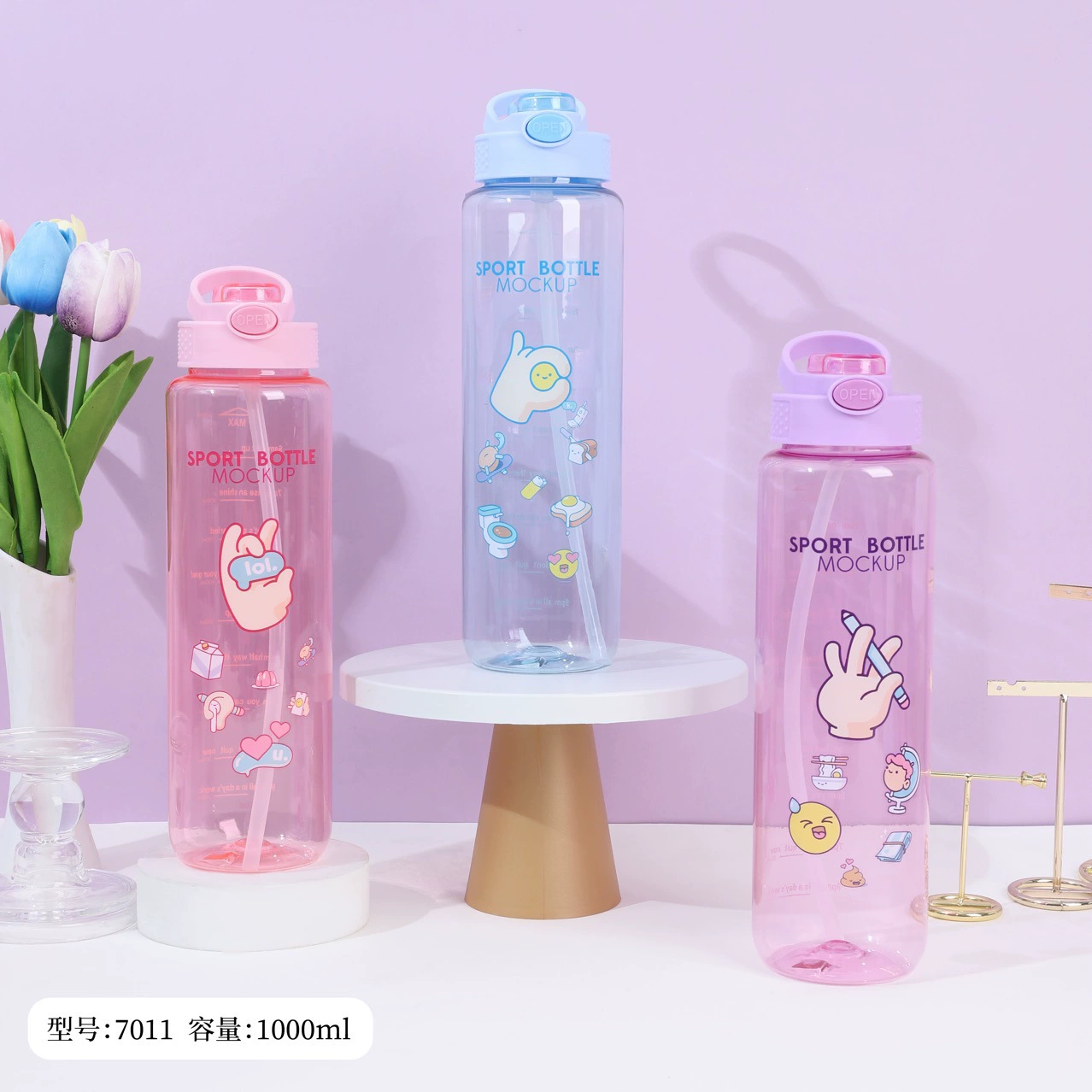 ПК пластиковая чашка чая прозрачная печать пространство чашка с соломой мультфильм студент пластиковая чашка большой емкости чашка воды оптом