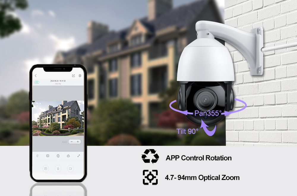 POE 8MP zoom IP PTZ CCTV kamera, dış mekan, HD kızılötesi gece görüşü