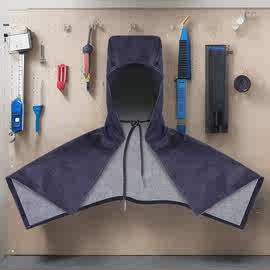 牛仔布披肩帽防风防尘加大风帽保护头部工作绑带劳保防尘帽安全帽