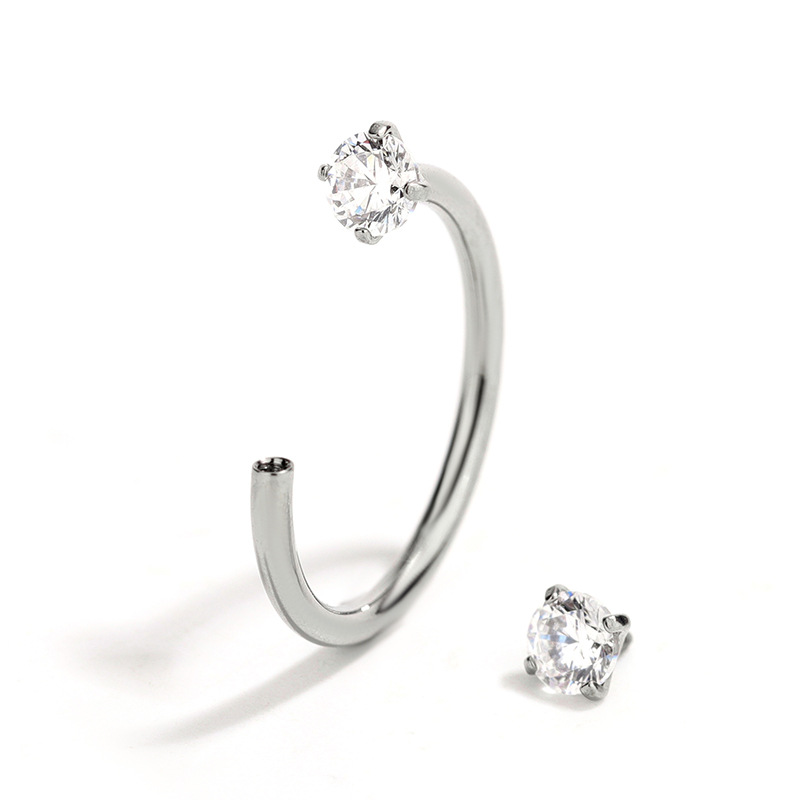 Titan Nasenpiercing Stecker Aus Titan Mit Stein C-form_voghion.com
