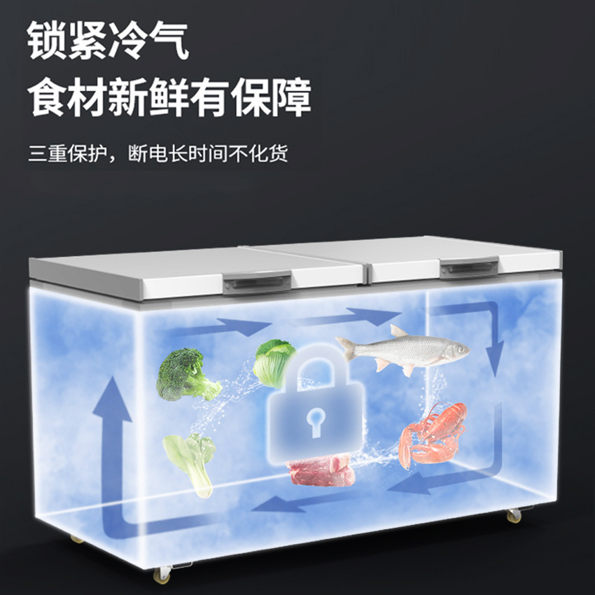 Horizontal Freezer Commercial Large-Capacity Refrigerator Household Fresh-Locking Freezer Manufacturer Wholesale Freezer Freezer