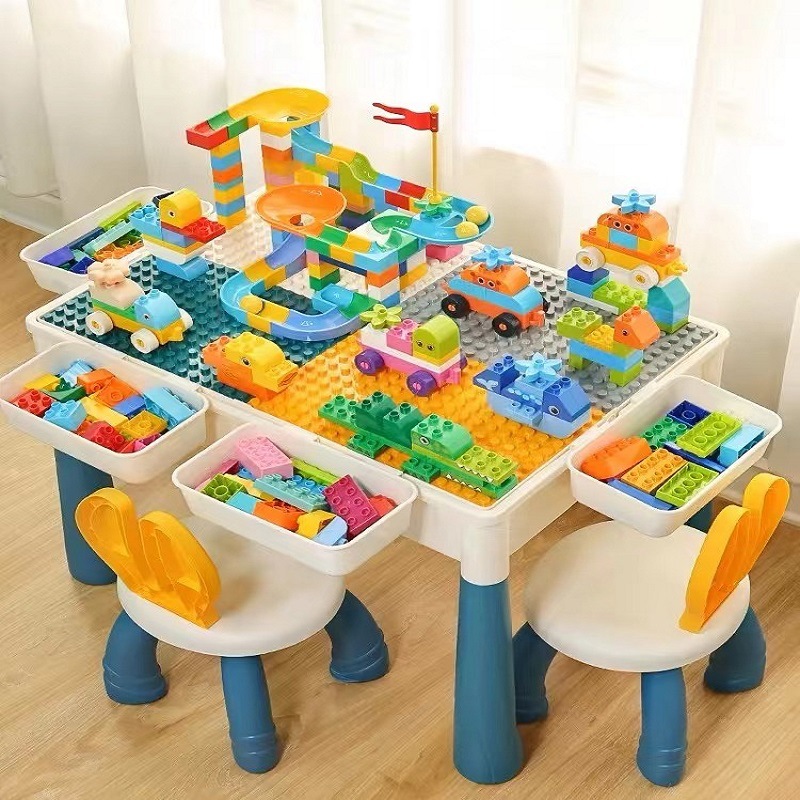 Building block table 3-12 years old big particle building block boy female puzzle big particle assembled children's toy table mall home
