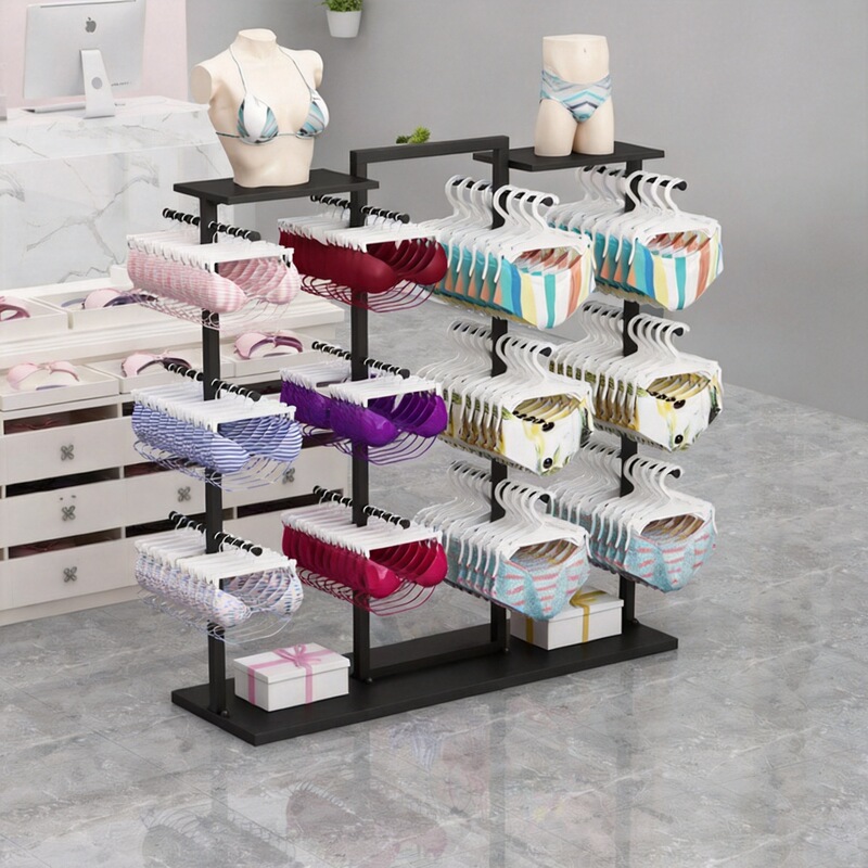 Trendy lingerie store shelf, underwear, shorts, bra, island display rack, double-sided front-hanging display stand for mall stores