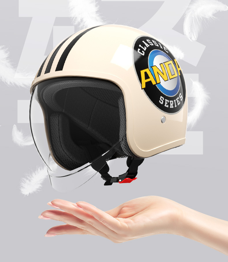 Ad Electric Motorcycle Helmet 3C Certified Men's and Women's All-Season Half Helmet Winter Warm Battery Car Safety Helmet