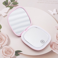 Portable LED lighted touch-up mirror with flip design, foldable and lightweight, suitable for on-the-go touch-up, handheld makeup mirror manufacturer