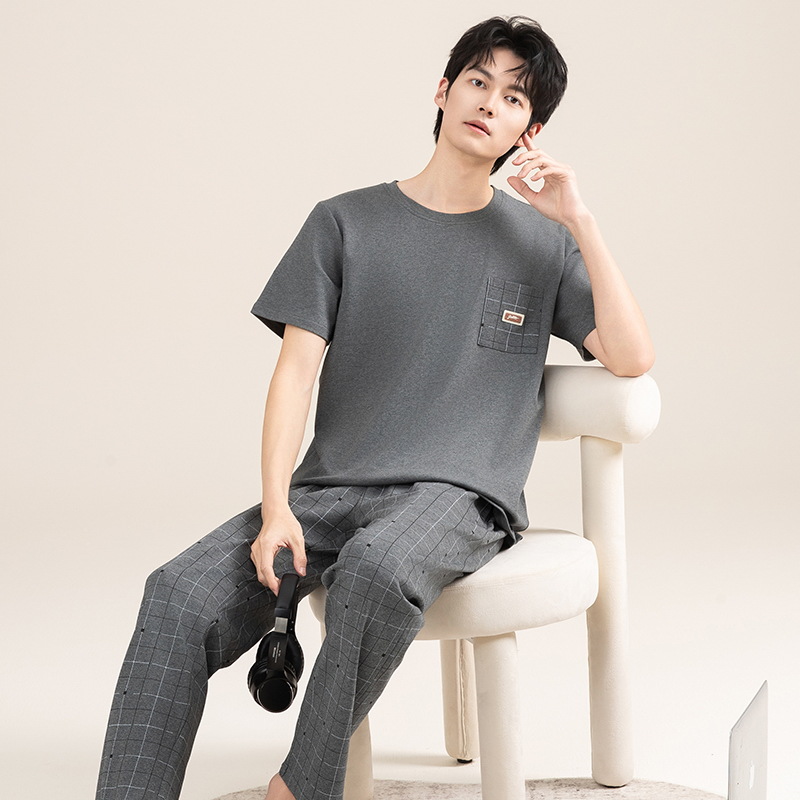 Pijamas de verano de algodón para hombres pantalones de manga corta delgados 2025 nuevo algodón de verano chaqueta se puede usar en casa