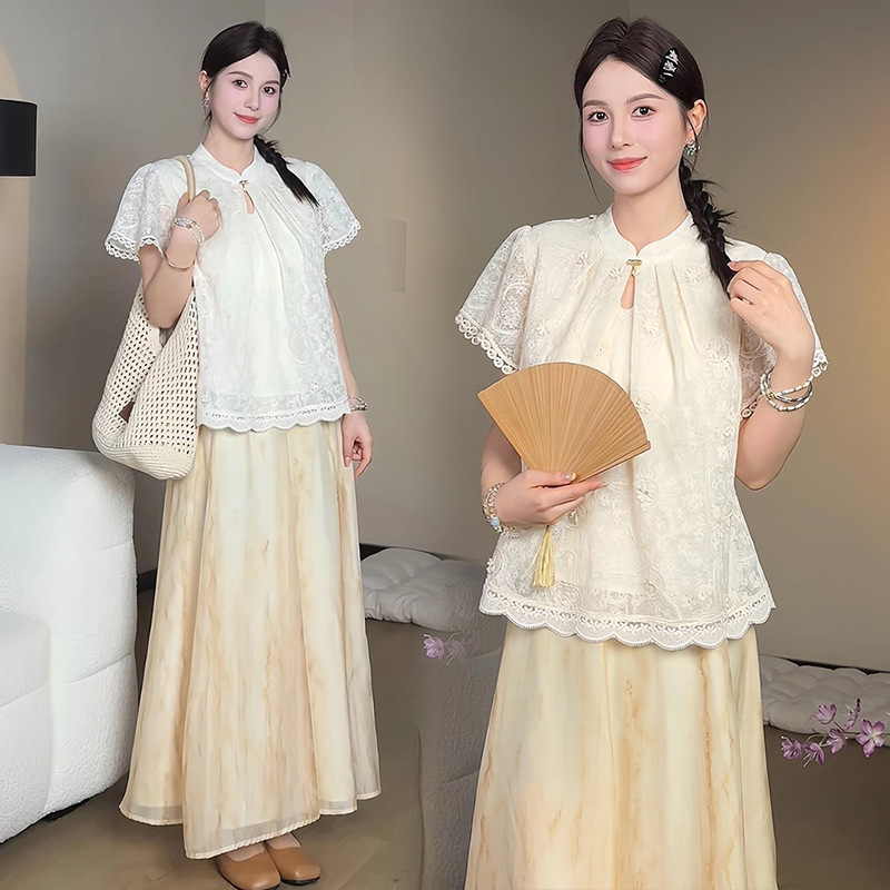 Summer three dimensional lace set for pregnant