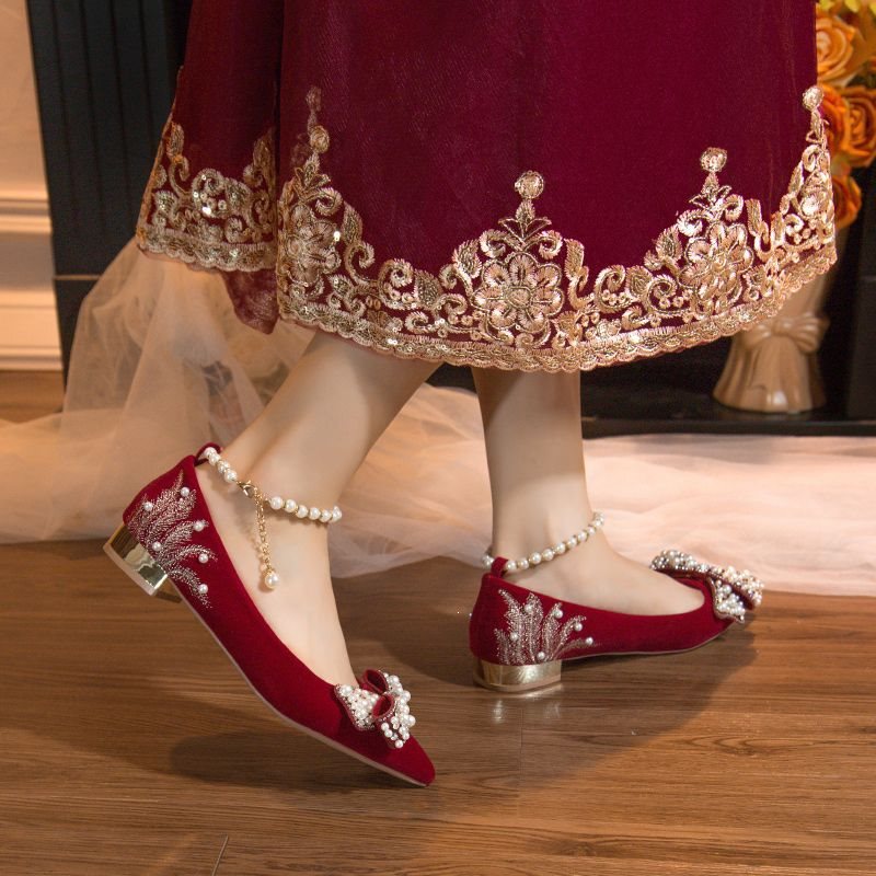 2025 New Red Xiuhe Wedding Shoes, Dual-Purpose Bridal Shoes for Wedding and Toast, Chinese-Style High Heels for Brides and Pregnant Women 2025 New Red Xiuhe Wedding Shoes, Dual-Purpose Bridal Shoes for Wedding and Toast, Chinese-Style High Heels for Brides and Pregnant Women