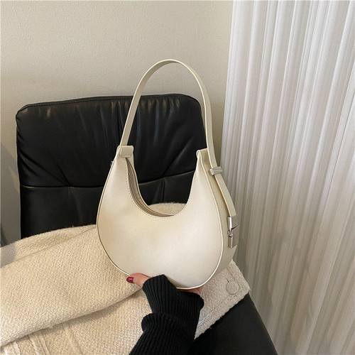 French niche crescent bag for women  summer new fashion solid color casual texture fashion shoulder bag armpit bag