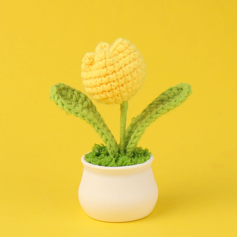 完成品クロスボーダーニットウールひまわり鉢植え造花研究デスクトップ装飾品卒業子供の日の小さなギフト|undefined