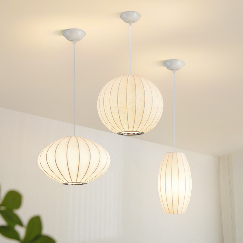 日式诧寂风中古风仿蚕丝灯简约餐厅客厅吊灯茶室吧台民宿酒店灯具