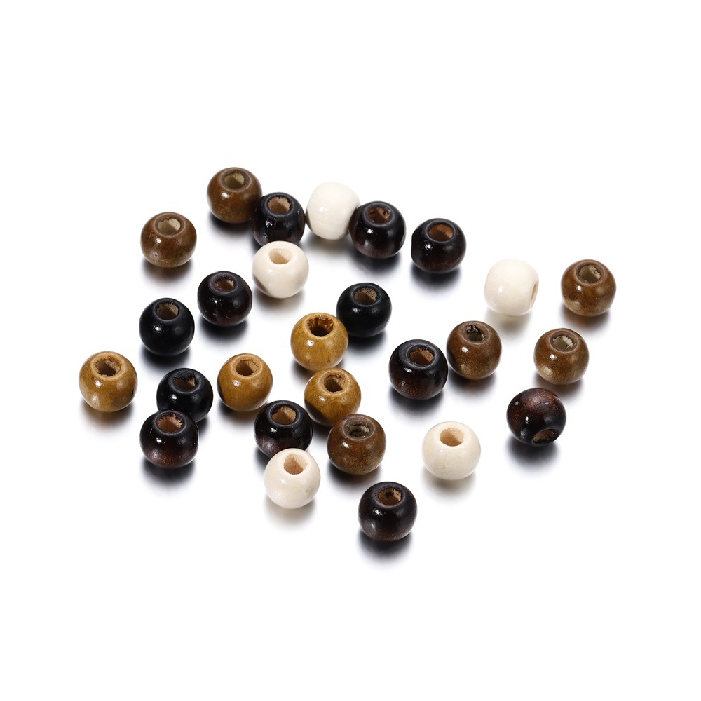Cuentas sueltas de arce teñido agujero grande cuentas de madera maciza cuentas hechas a mano DIY pulsera collar accesorios cordón bolsa cuentas al por mayor