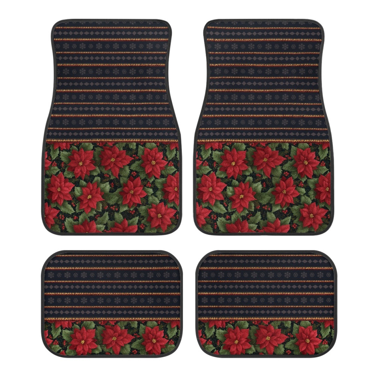 Cross-border car floor mats, 4-piece set, with Christmas-themed designs, custom-made with thick-knit fabric, for car interior decoration
