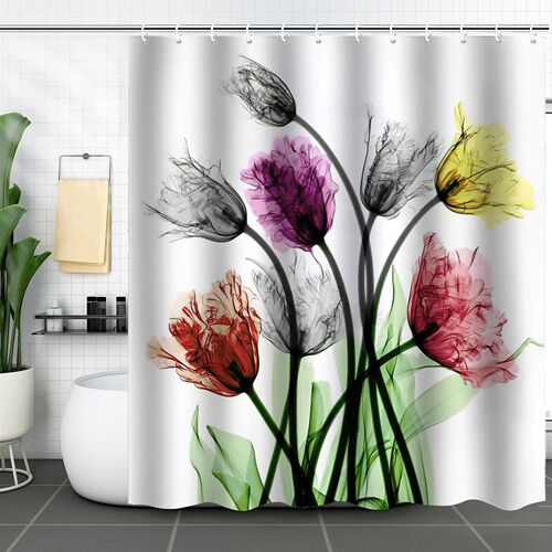 Bathroom Curtain Amazon Hua Ben Plant Waterproof Shower Curtain 3D Digital Printing Polyester Shower Curtain Bathroom Partition
