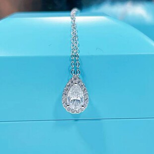 Tiktok Influencer Kuaishou Live Source 925 Silver Pear-Shaped Full Diamond Moissanite Necklace Women's Choker Fashion Ins