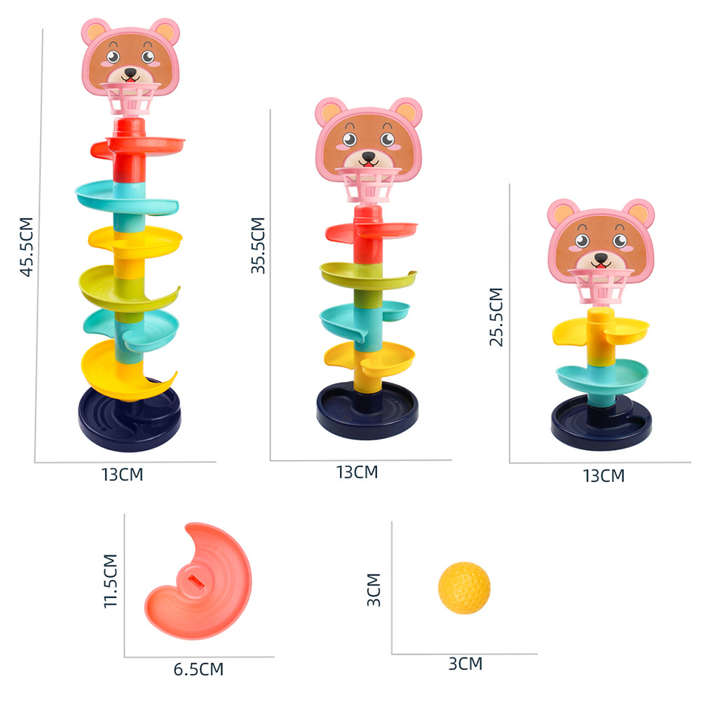 跨境儿童早教趣味拼装转转乐轨道滚滚球旋转叠叠乐婴儿宝宝玩具