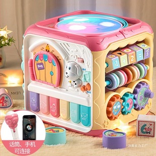 Household Baby Large Hand Drum Music Drum Kidsren's Hexahedral Rechargeable Drum 0-1 Year Old Baby Educational Toy
