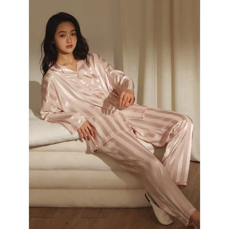 핑크 더블 롱 세로 스트립 자카드