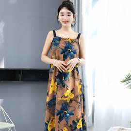 夏季宽松连衣裙女装连衣裙碎花显瘦气质长裙夏时尚印花百搭吊带裙