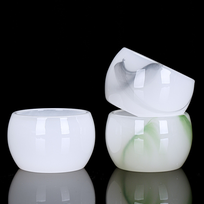 White Jade Glass Master Cup Single Cup Personal Tea Cup Kung Fu Tea Set Household Tea Cup Wholesale