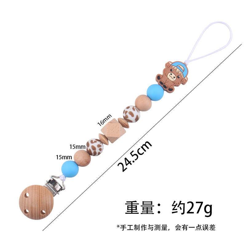 Productos para bebés, leche tranquilizadora, clip de cadena de boca de haya, linda vaca, cadena anti-caída de silicona, cadena anti-caída de Amazon