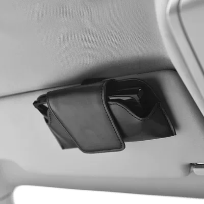 Car-Mounted Glasses Holder, Glasses Case, Car Sun Visor Storage Clip, Multifunctional Sunglasses Holder, Advanced Driver's Accessory (Car Glasses Clip/Bill Clip) - car-black