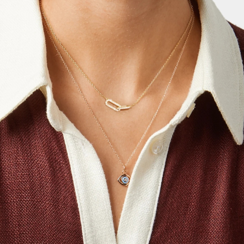 S925 Sterling  Double Buckle Single Row Diamond-Studded Necklace Bracelet Jewelry Suit   All-Matching Graceful Accessories display picture 4