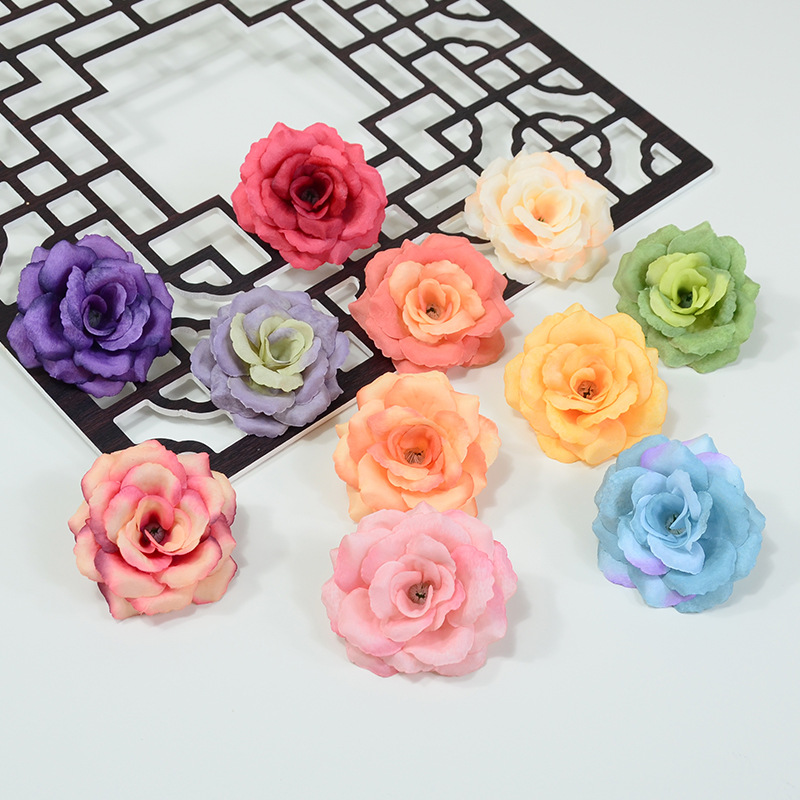 Simulated 8cm Rose Flower European Style Autumn Rose Doctor Hat Handmade DIY Decoration Dessert Shop Cake Decoration Flower