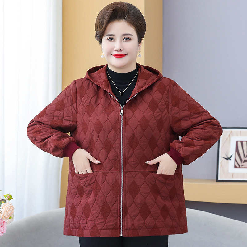中老年妈妈春秋大码连帽女风衣外套胖妈妈200斤宽松遮肚夹克上衣|undefined
