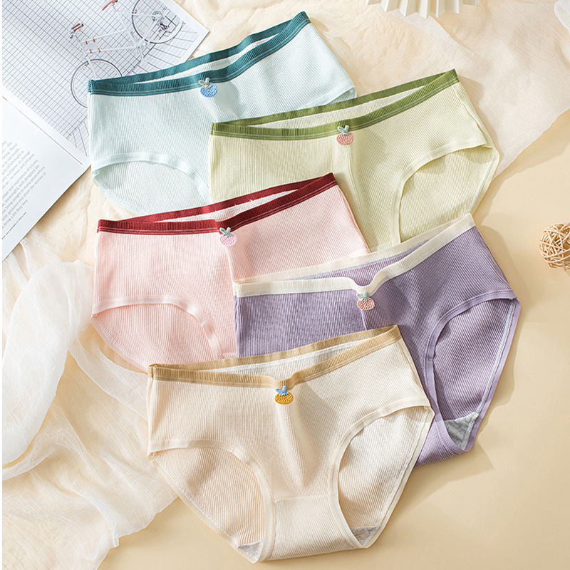 Fábrica al por mayor ropa interior de verano de las mujeres de algodón antibacteriano transpirable ropa interior de niña delgada sin costuras de cintura media triángulo ropa interior de mujer