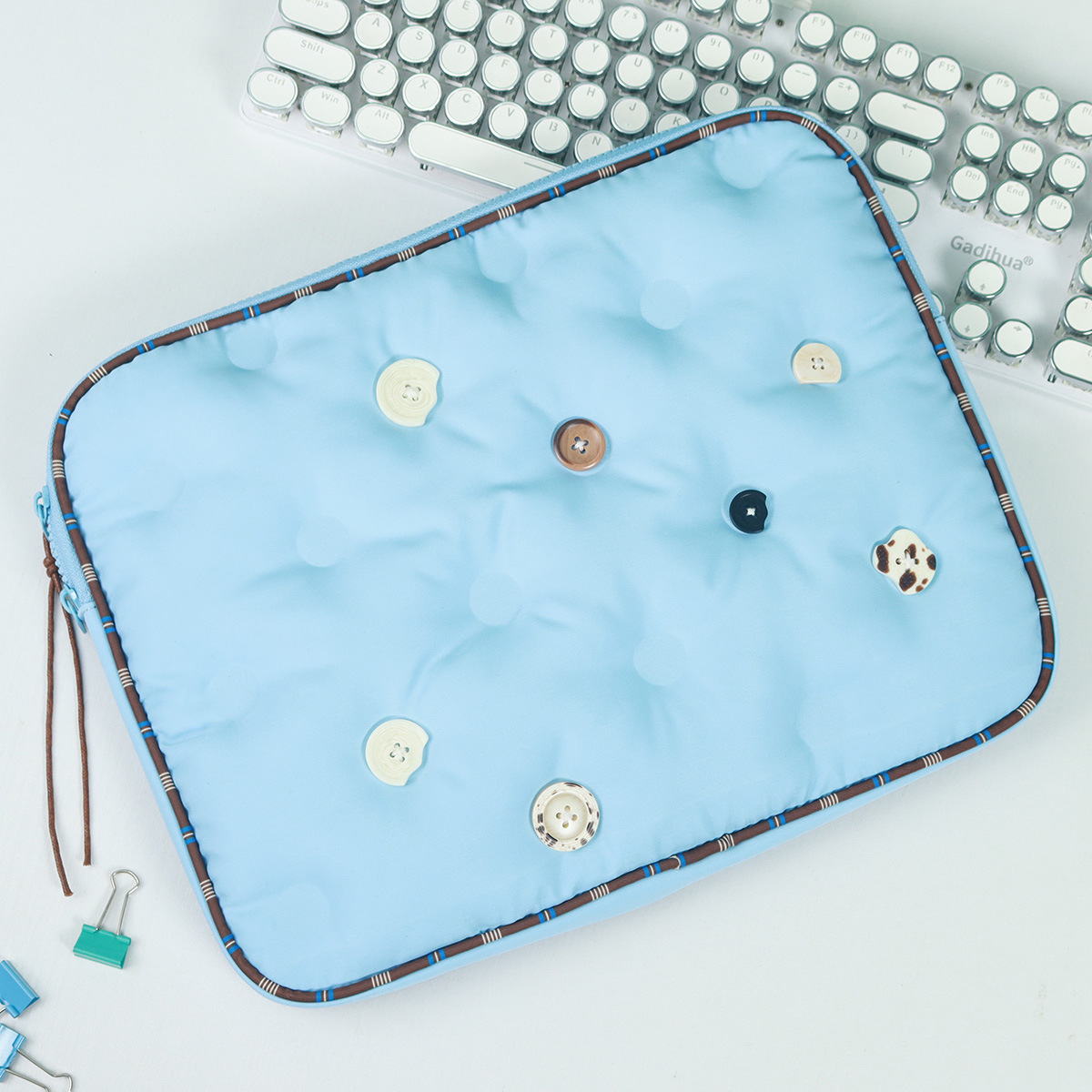 Down cotton computer bag 14 inch women's shockproof cotton liner bag wave three-dimensional soft thick protective button decorative bag