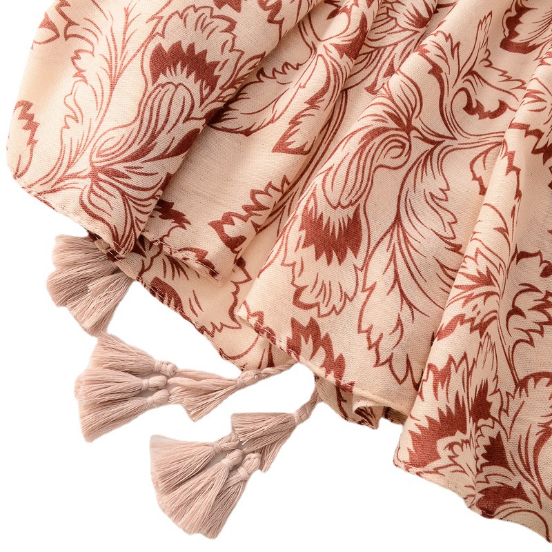 Europea y americana étnica floral llano suave delgada aire acondicionado mantón algodón y lino sensación bufanda playa protector solar Toalla de playa