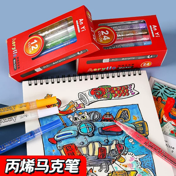 Wholesale 24-Color DIY Children's Acrylic Markers for Painting, Hand-Drawn Watercolor Pens, Art Supplies for Students, Multi-Color Drawing Pens