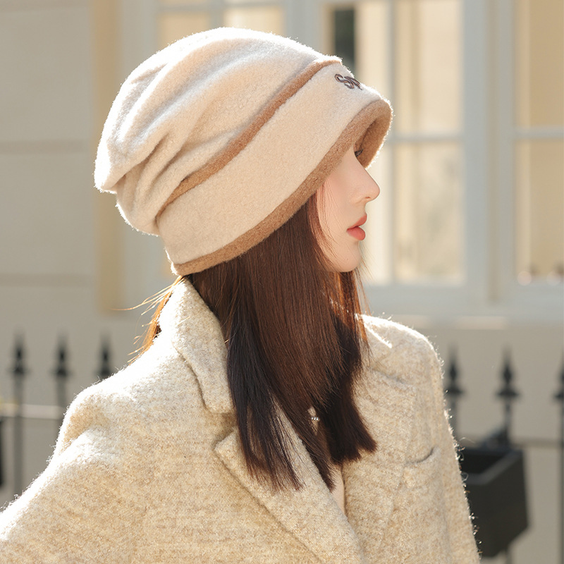 Cappello turbante versatile in stile coreano da pescatore, per esterni, autunno inverno, per donna, con ampia circonferenza della testa, che snellisce il viso._voghion.com