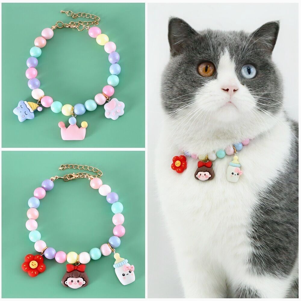 Mascotas gatos Teddy perro macaron sueños lindos collares de hadas flores de perlas corona accesorios collares de cumpleaños