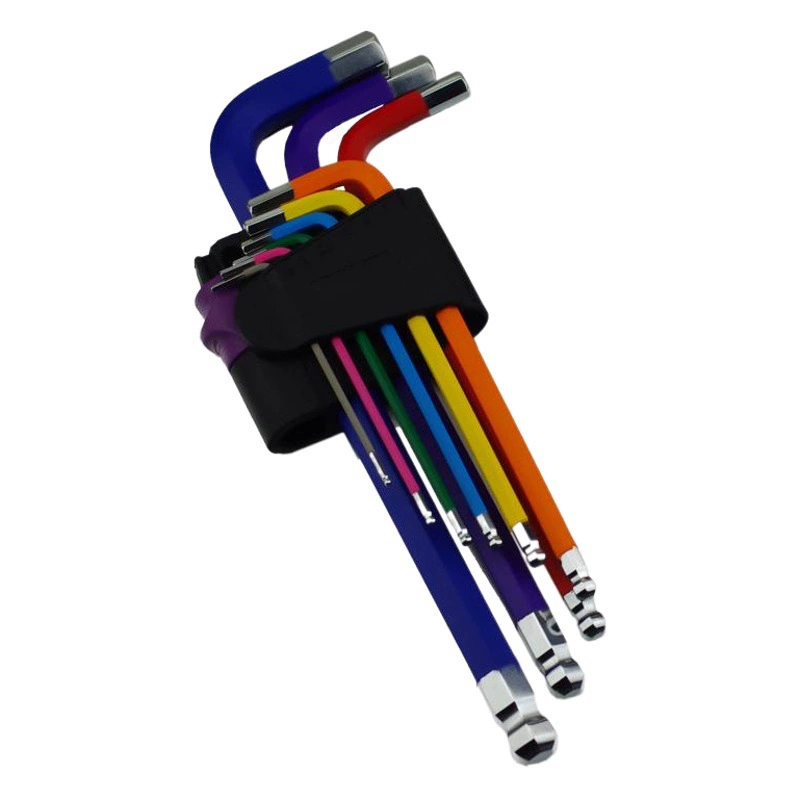 Цветной шестигранный ключ с пластиковым напылением, хромованадиевая сталь S2, средняя и длинная шаровая Головка, шестигранный ключ, костюм из 9 шт.