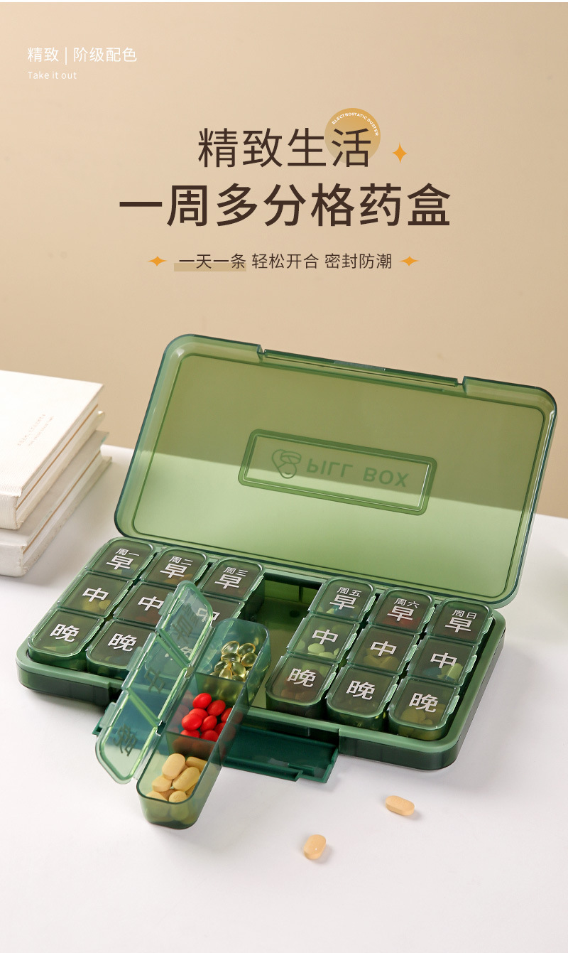 一周七天28格药盒大字版密封防潮多分格大容量药丸分装收纳盒药盒-阿里巴巴
