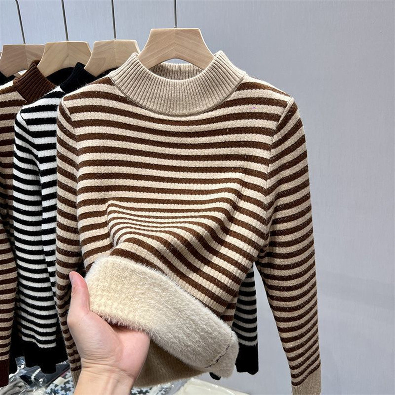 Striped Women's Sweater - Apricot