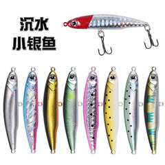 微物路亜餌3g-8g沈水鉛筆小銀魚硬餌魚餌黒金剛三本フック