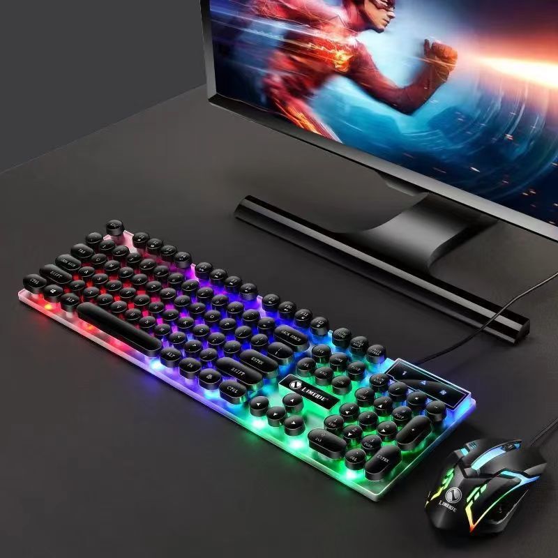 キーボードとマウスのセット、クールなゲームフィール、メカニカル、カラフル、ユニバーサル、ラップトップ、デスクトップ、キーボードとマウス、有線|undefined