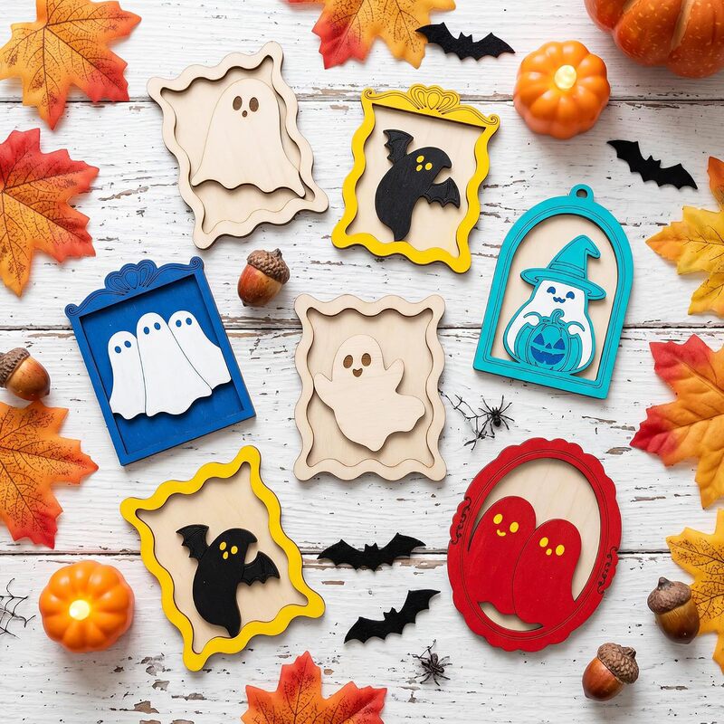 Amazon Halloween 12-Piece Set of Halloween DIY Hand-Painted Wooden Ghost Photo Frames with Paint Brushes S Amazon Halloween 12-Piece Set of Halloween DIY Hand-Painted Wooden Ghost Photo Frames with Paint Brushes S