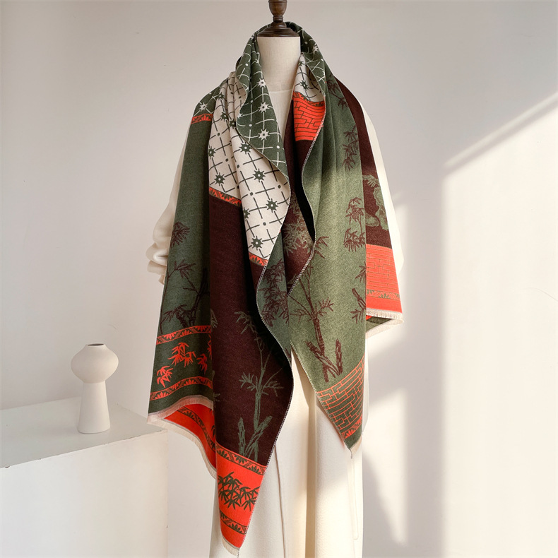 Sciarpa in stile etnico retrò autunno e inverno nuova sciarpa calda in cashmere double face ispessita scialle da donna double face_voghion.com