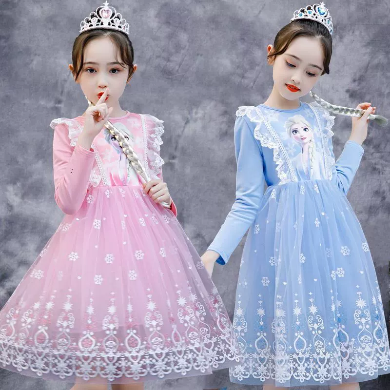 Платье принцессы Эльзы, весенне-осеннее детское платье Эльзы для девочек, платье для девочек, новый летний тренд