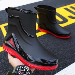 Men's fashionable drawstring low-top rain boots, outdoor warm, waterproof work, kitchen anti-slip, fishing men's rubber shoes